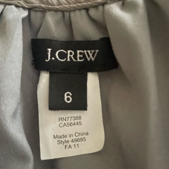 J Crew Women's 100% Silk Chiffon Grey  Long Sleeve Dress Size 6 - Picture 4 of 8